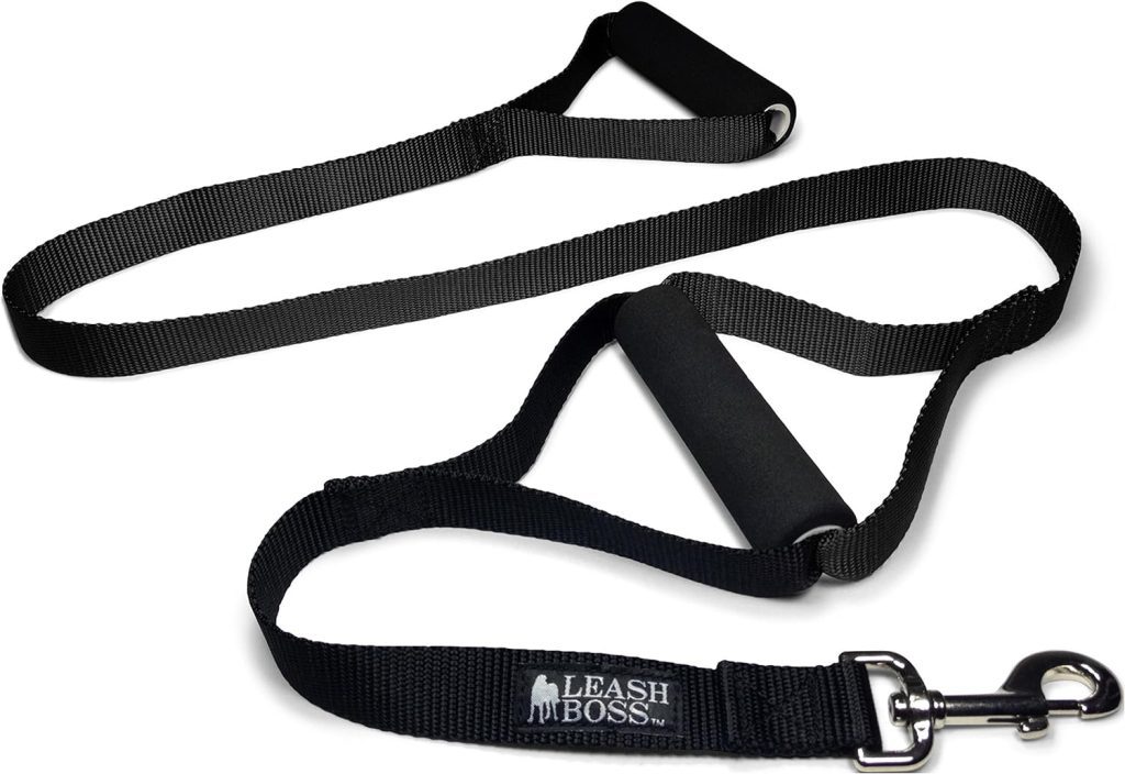 Leashboss Original - Heavy Duty Dog Leash for Large Dogs - No Pull Double Handle Training Lead for Walking Big Dogs - Dog Leashes with Padded Handle for Control and Safety (Classic Black)
