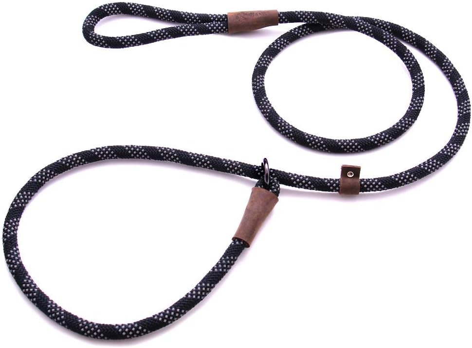 Max and Neo Rope Slip Lead Reflective 5 Foot - We Donate a Leash to a Dog Rescue for Every Leash Sold (Black, 5FT X 1/2)