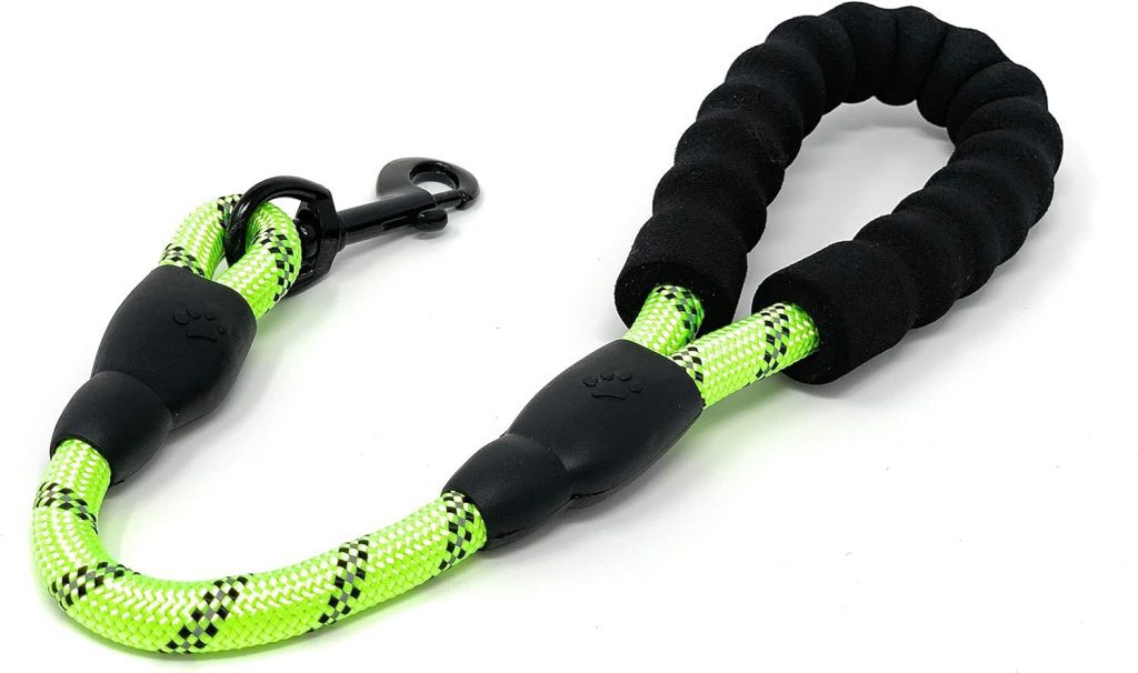 Short Training Leash for Dogs | Teach Them to Walk Without Pulling | 18” Rock Climbing Rope with Swivel Metal Snap-Bolt | Take Your Pup Near Traffic and Crowds (Green)
