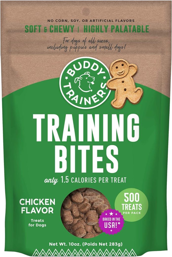buddy biscuits trainers 10 oz pouch of training bites soft chewy dog treats made with chicken flavor review
