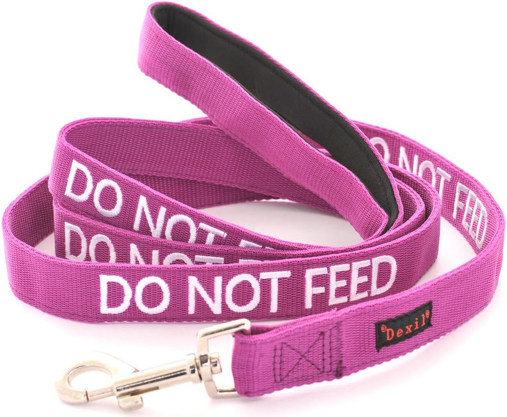 Dexil Limited Do Not Feed Purple Color Coded 2 4 6 Foot Padded Dog Leash (May Have Allergies) Prevents Accidents by Warning Others of Your Dog in Advance (6 Foot Leash)