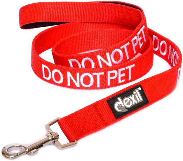 Dexil Limited DO NOT PET Red Color Coded 2 4 6 Foot Padded Dog Leash Prevents Accidents by Warning Others of Your Dog in Advance (4ft)