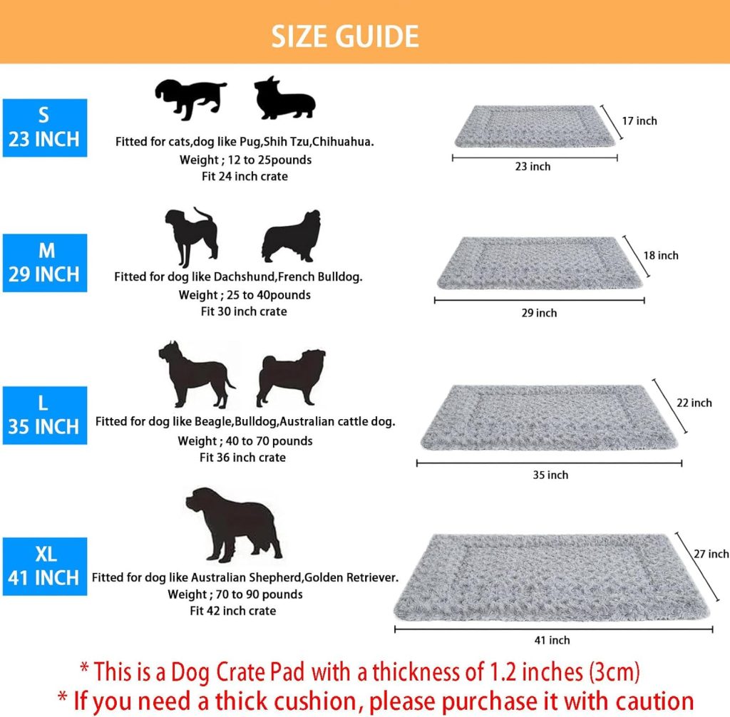 Dog Beds Crate Pad Deluxe Rose Plush Sleeping Mat,Washable Ultra Soft Fluffy Pet Kennel Beds, Reversible Comfy Sleeping Mattress for Large  Medium  Small Dogs (L(35x22x1.2))