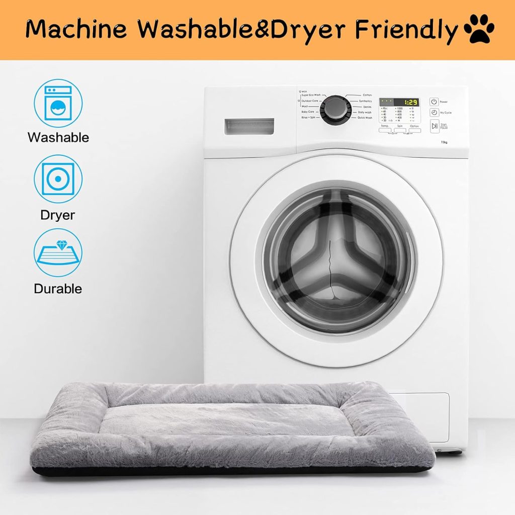 Dog Beds Crate Pad for Medium/Large Dogs Fit Metal,Ultra Soft, Washable  Anti-Slip Kennel Pad for Dogs Cozy Sleeping Mat,Gray 36inch