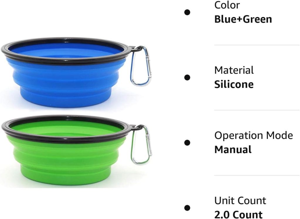 Dog Bowl Pet Collapsible Bowls, 2 Pack for Cats Dogs, Portable Pet Feeding Watering Dish for Walking Parking Traveling with 2 Carabiners (Small, Blue+Green) Dog Bowl Pet Collapsible Bowls, 2 Pack for Cats Dogs, Portable Pet Feeding Watering Dish for Walking Parking Traveling with 2 Carabiners (Small, Blue+Green)