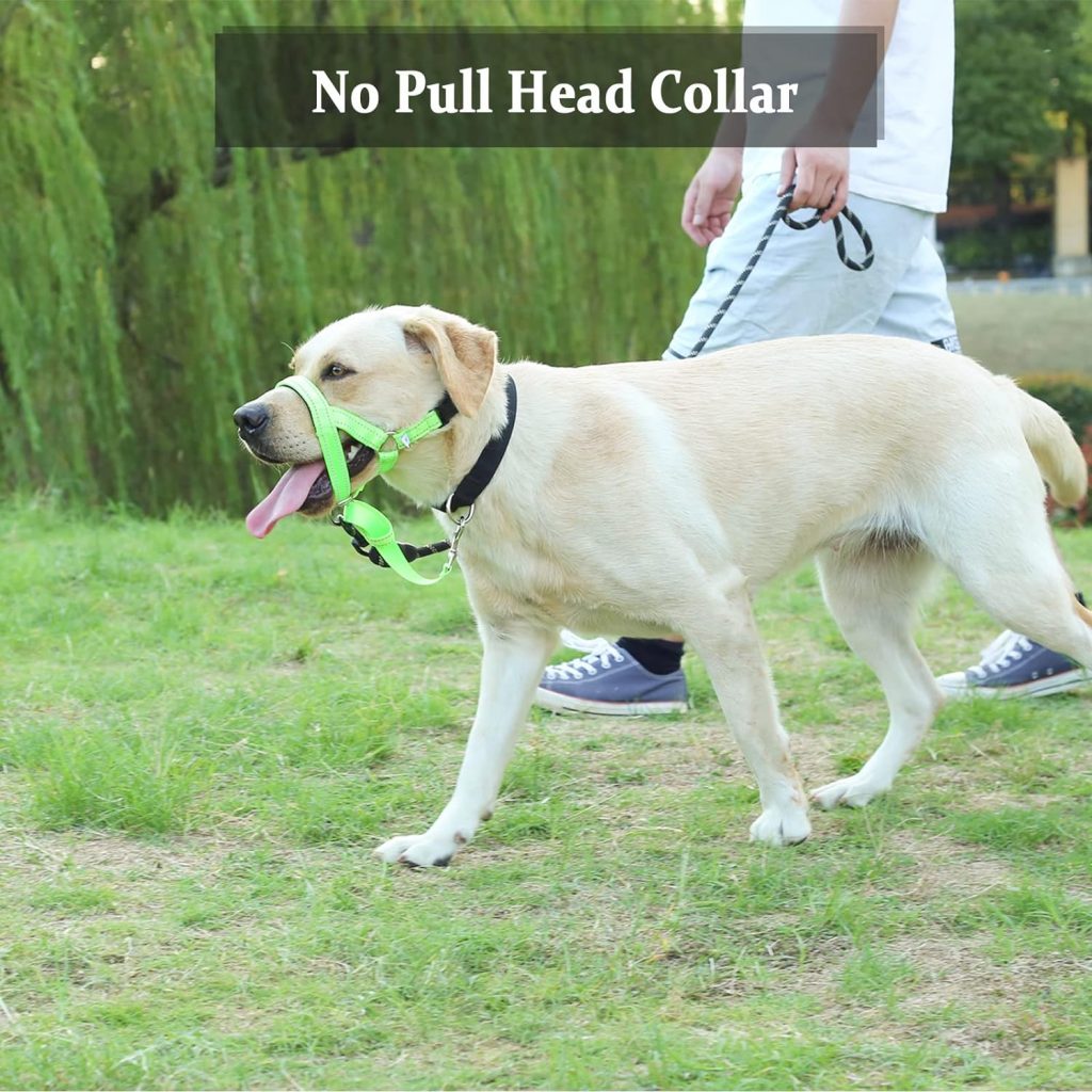 Dog Head Collar, No Pull Head Halter with Soft Padding, Durable Reflective Snout Harness for Medium Large Dogs German Shepherd, Labrador, Free Training Guide Included