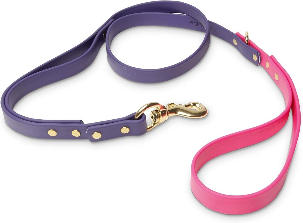 Dog leashes for Small Dogs or Dog leashes for Medium Dogs- Our Double Handle Leash, biothane Dog Leash has Poop Bag Holder. Purple  Pink Dog Leash Makes Dog Collar and Leash Set with Our Collars