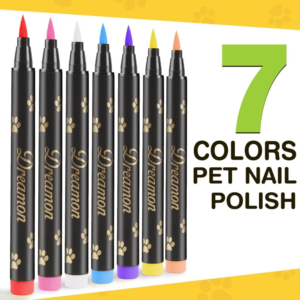 Dog Nail Polish Pen, 14 Colors Pet Nail Polish Set to DIY Beautiful Dog Nails Ideas, Creative Dog Accessories Nail Polish Pens Quick Dry  Easy to Use (A)