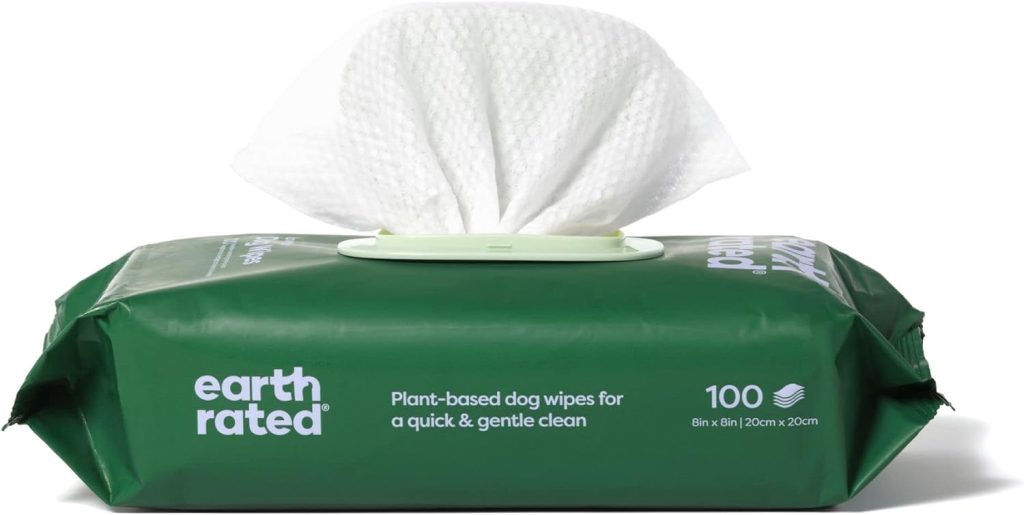 Earth Rated Plant Based Dog Wipes - Cleaning and Odor-Controlling Grooming Wipes for Paws, Body, and Butt - Perfect for Puppy and Adult Dogs - Lavender Scented - 100 Count