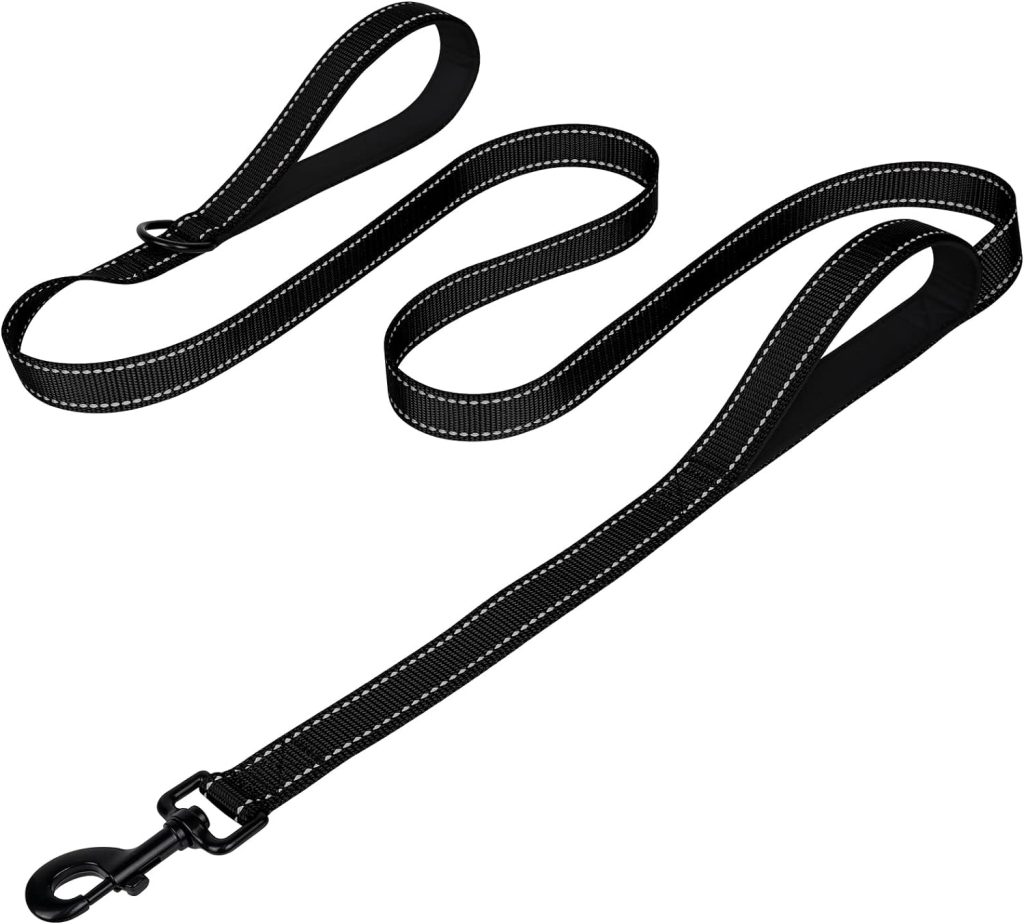 Joytale Dog Leash Heavy Duty for Large Dogs That Pull, Double Handle Dog Leash for Traffic Control, Double-Sided Reflective Leash for Night Safety, Dog Leash for Large Medium Dogs, 6FT, Black