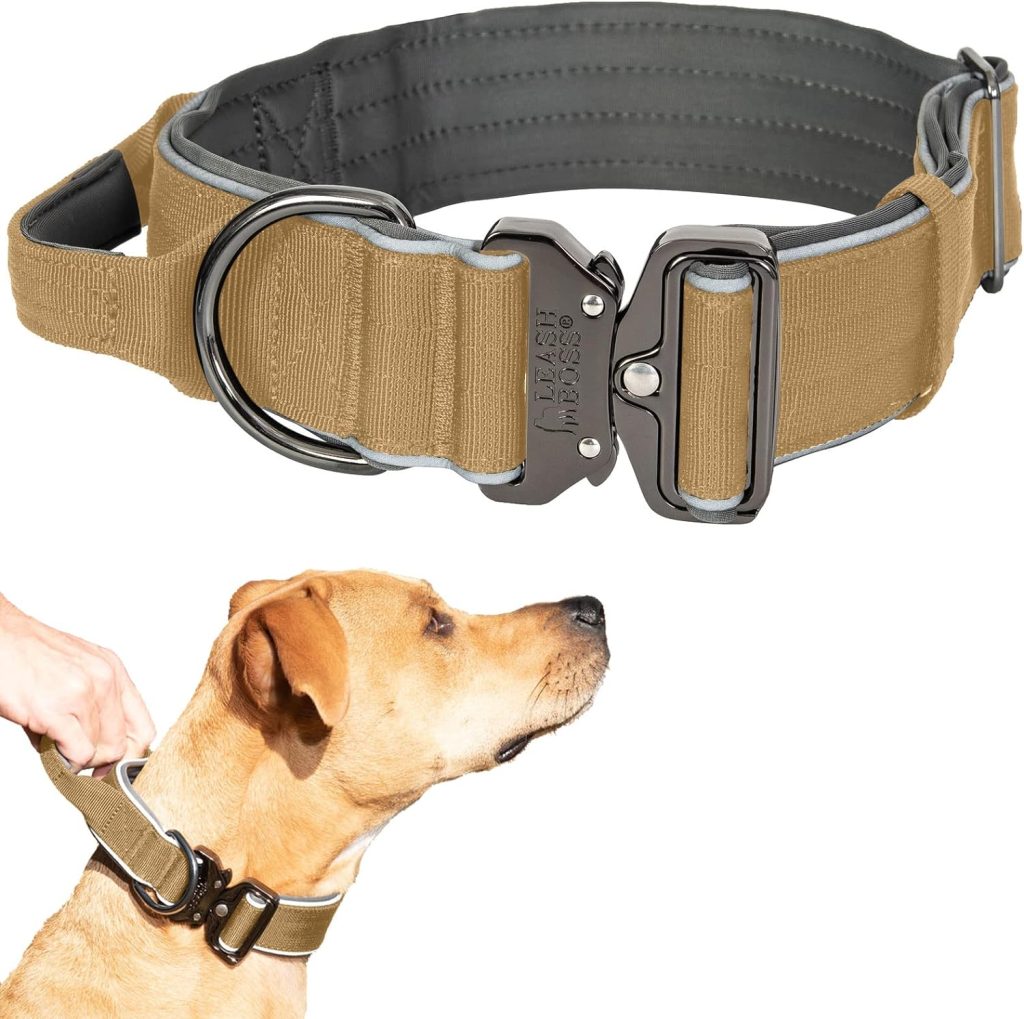 Leashboss Tactical Dog Collar - Dog Collar with Handle Heavy-Duty Adjustable Military K9 Collar with Quick Release Buckle and Handle - for Training