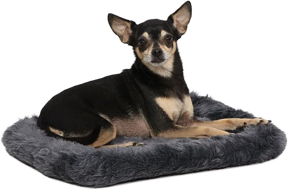 MidWest Homes for Pets Bolster Dog Bed 18L-Inch Gray Dog Bed or Cat Bed w/ Comfortable Bolster | Ideal for Toy Dog Breeds  Fits an 18-Inch Crate | Easy Maintenance Machine Wash  Dry