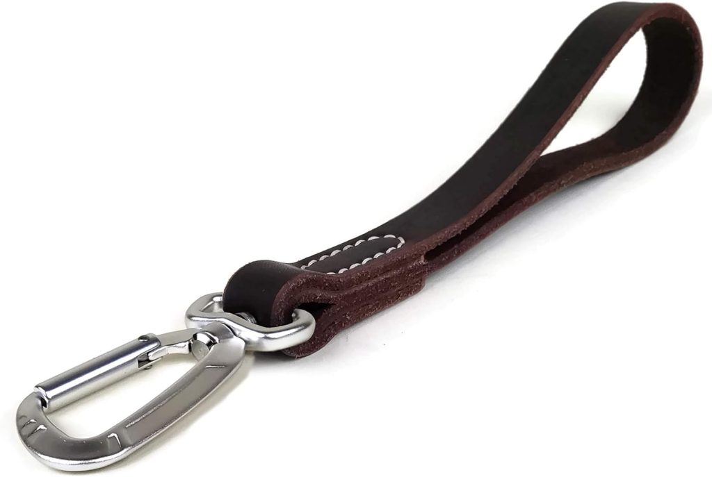 Mighty Paw Short Dog Leash - Training Traffic Lead with Carabiner Clip - Dog Leash Training Lead - Short Slip Lead Dog Leash - Short Lead Dog Training - Dog Carabiner Clip - Brown - 12 Inches