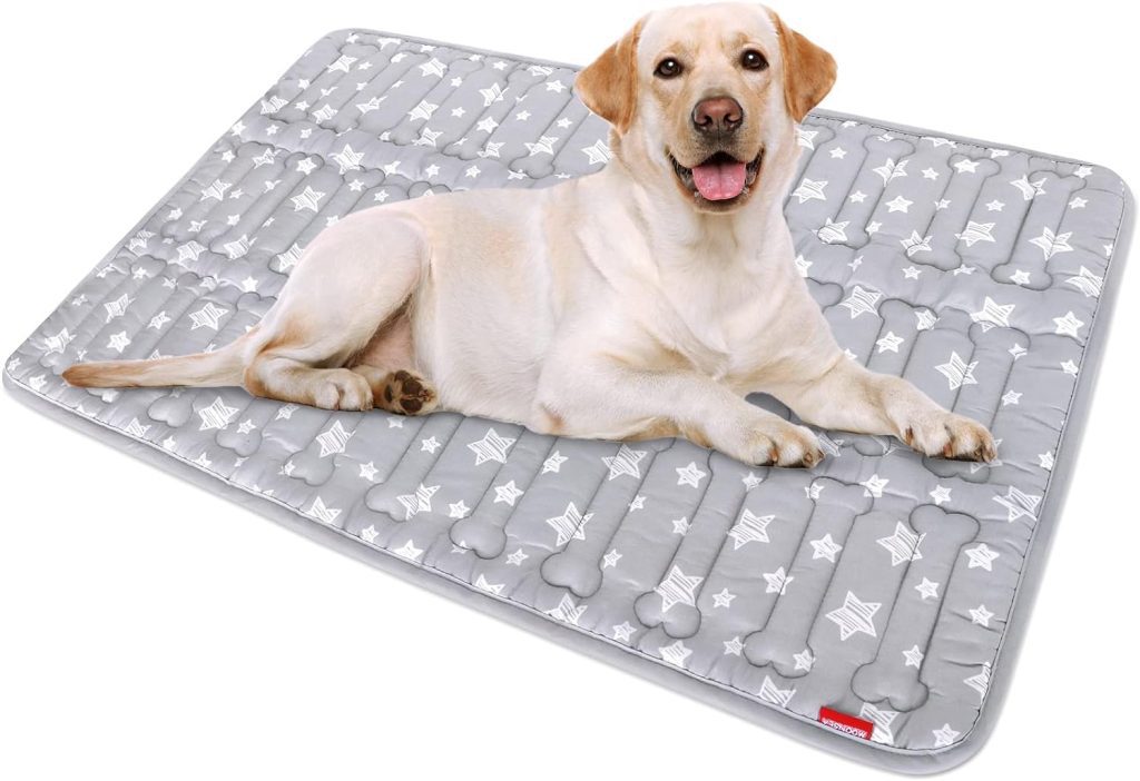 Moonsea Large 36 X 23 Dog Crate Mat, Soft Polyester Bed with Cute Stars, Anti-Slip Bottom, Machine Washable