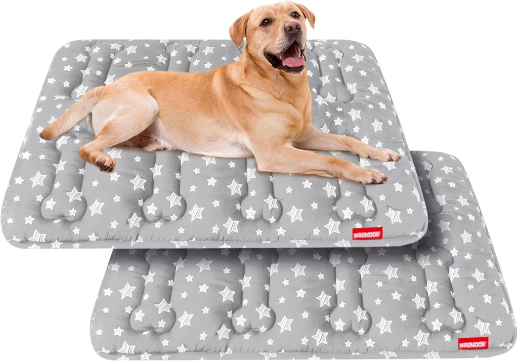 Moonsea Large 36 X 23 Dog Crate Mat, Soft Polyester Bed with Cute Stars, Anti-Slip Bottom, Machine Washable