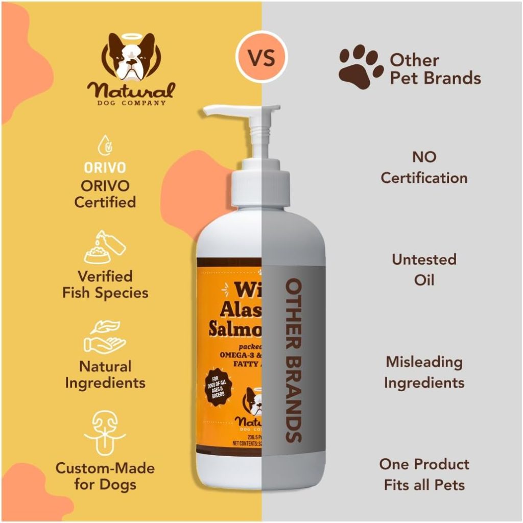 Natural Dog Company Pure Wild Alaskan Salmon Oil for Dogs (16oz) Skin  Coat Supplement for Dogs, Dog Oil for food with Essential Fatty Acids, Fish Oil Pump for Dogs, Omega 3 Fish Oil for Dogs