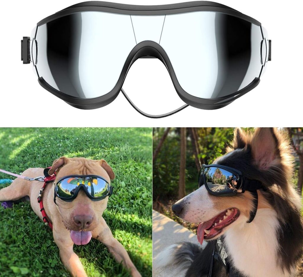 NVTED Dog Sunglasses/Goggles, UV/Wind/Dust/Fog Protection Pet Glasses Eye Wear with Adjustable Strap for Medium or Large Dog (Pack of 1)