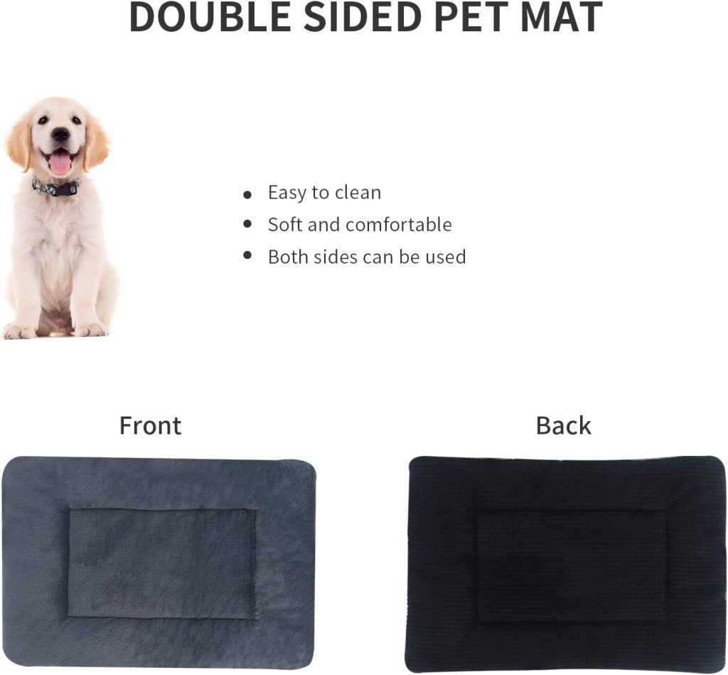Vetasac Reversible Dog Bed Mat with Plush and Corn Velvet,Soft Warm Pet Cushion, Dual Purpose Washable Sleeping Mattress Bed for Small Medium Large Dog and Cat XB004 (24x18, Light Grey)