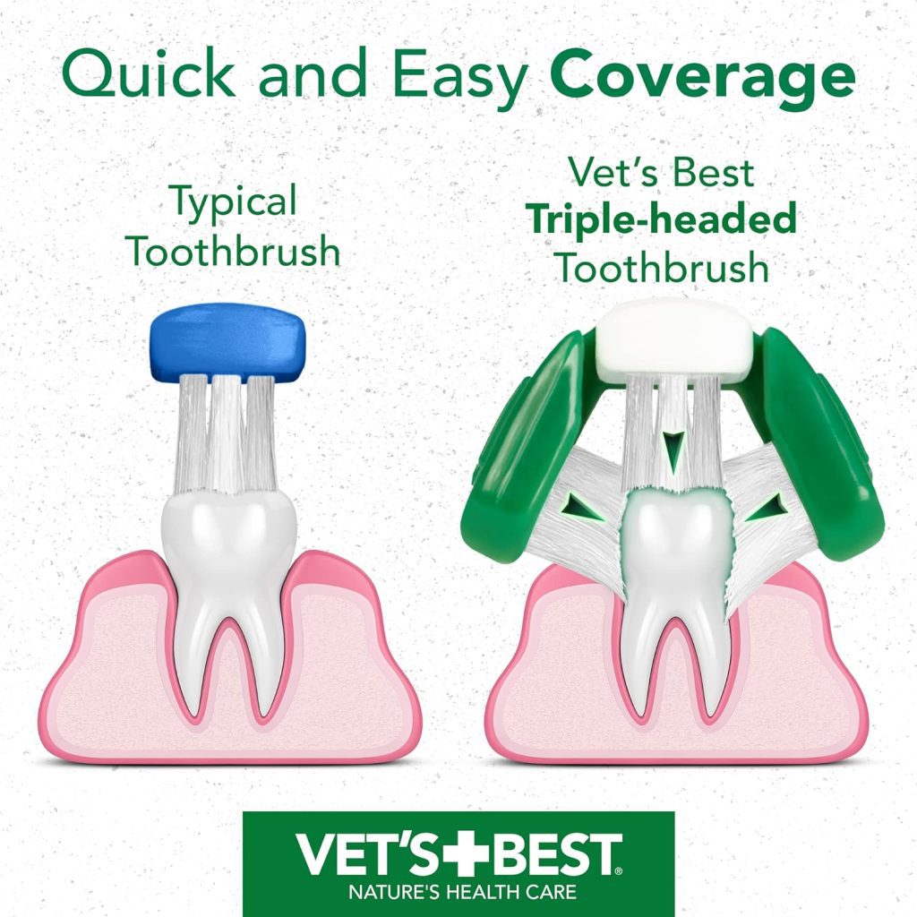 Vets Best Dog Toothbrush  Toothpaste Kit - Natural Ingredients Reduce Plaque, Whiten Teeth, Freshen Breath