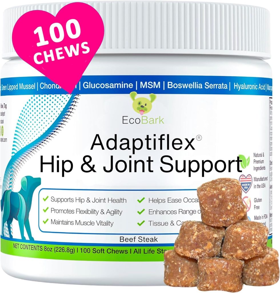 Adaptiflex Natural Joint Supplement for Dogs - Chondroitin, MSM,  Glucosamine for Dogs Hip and Joint Supplement - Aids in Joint Pain Relief - Hip and Joint Soft Chew Supplement for Dog - Steak Flavor