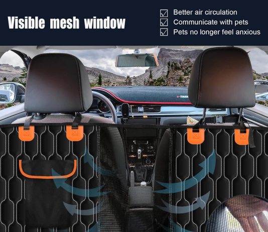 BIKAEIK Dog Car Seat Cover Review bikaeik dog car seat cover for back seatwaterproof with mesh window and storage pocketdurable scratchproof nonslip rear 1 2