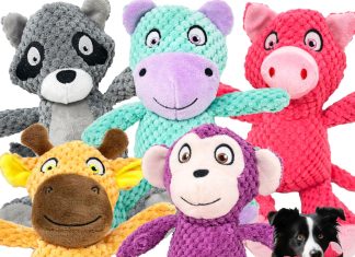 Jalousie 5 Pack Squeaky Plush Toys Review jalousie 5 pack squeaky plush toys assortment value bundle puppy pet mutt squeak toy for medium large dogs