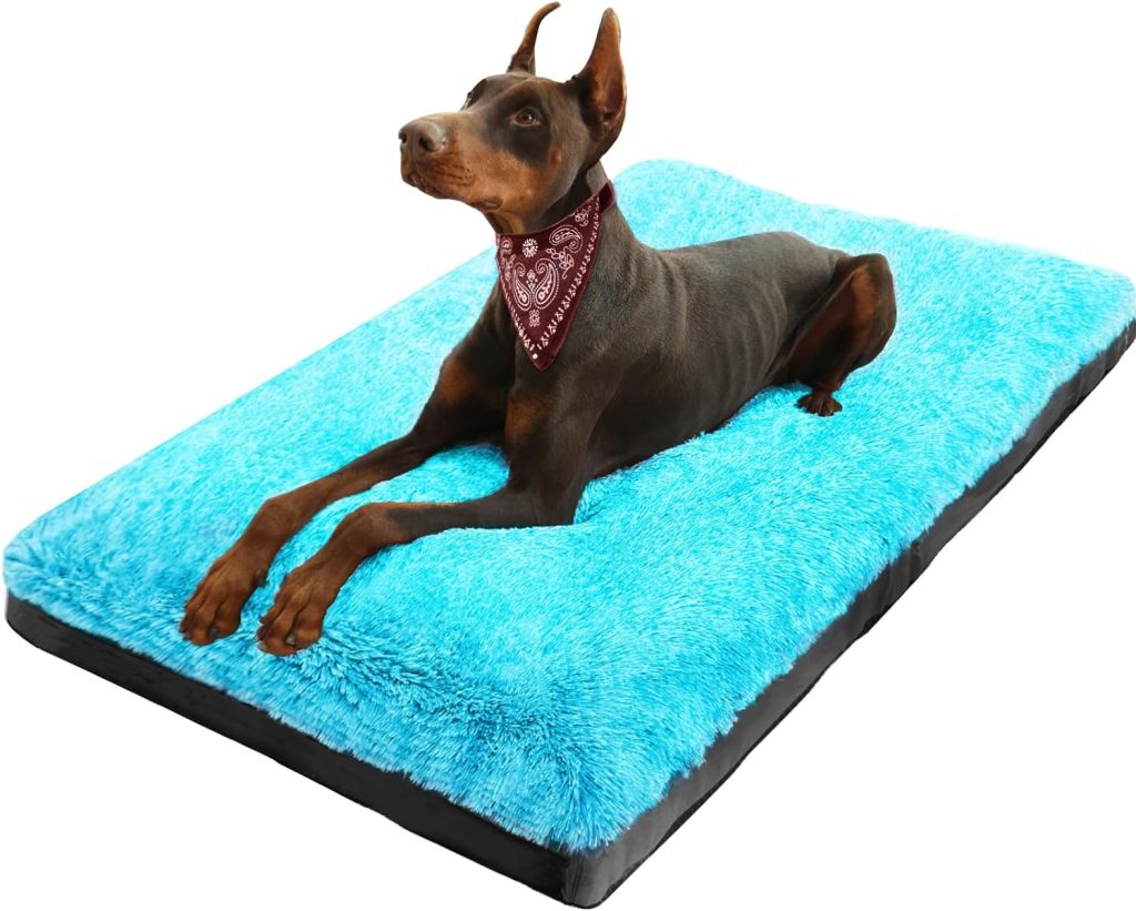 KISYYO Deluxe Dog Bed Mat for Large Dogs Fluffy Cozy Kennel Pad Washable Dog Crate Mat 36 inch with Pillow Edge Design