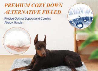 KISYYO Deluxe Dog Bed Mat Review kisyyo deluxe dog bed mat for large dogs fluffy cozy kennel pad washable dog crate mat 36 inch with pillow edge design 2