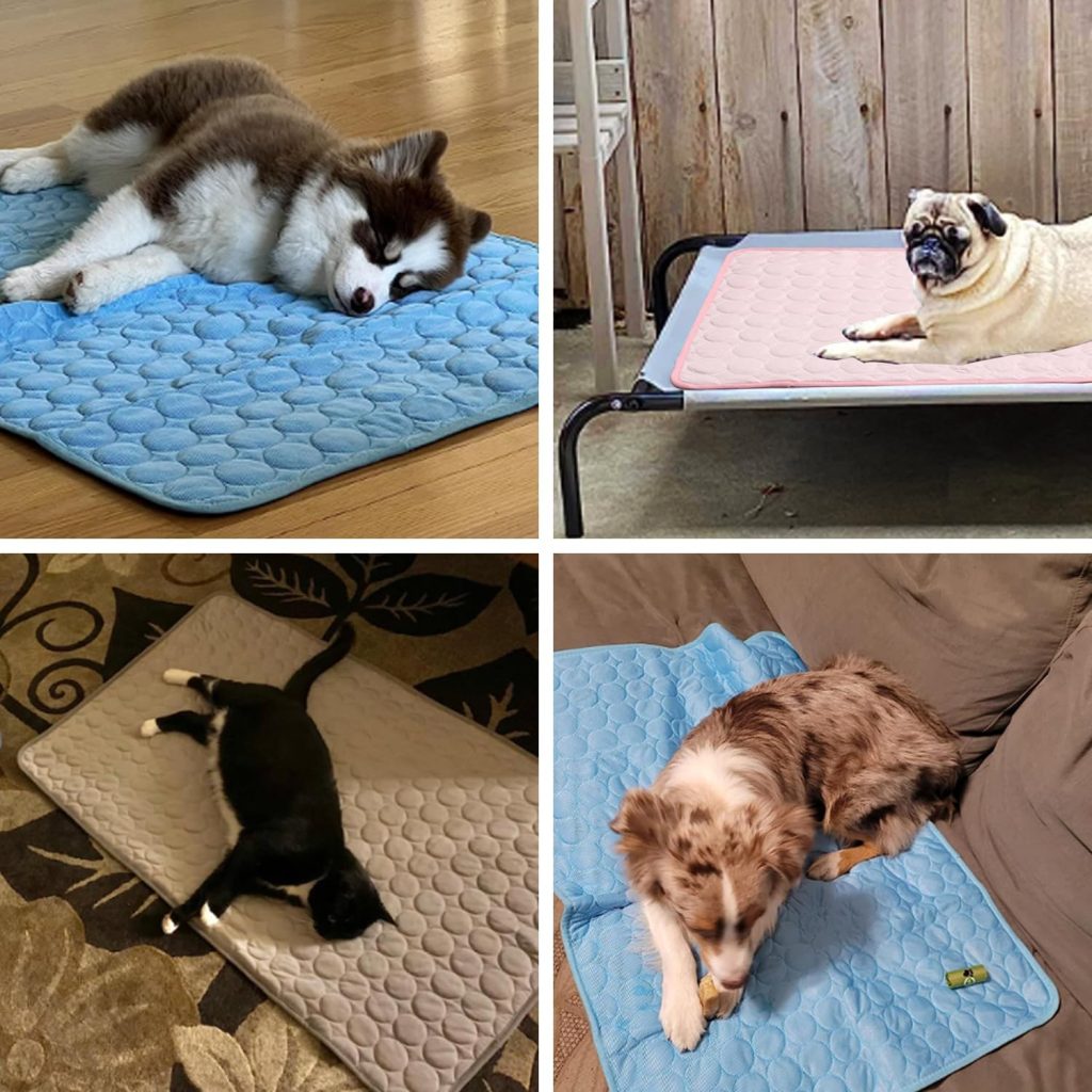 MICROCOSMOS Summer Cooling Mat Sleeping Pad- Water Absorption Top, Waterproof Bottom, Materials Safe, Easy Carry, EZ Clean. Keep Cooling for Pets, Kids and Adults.（27x 22） L