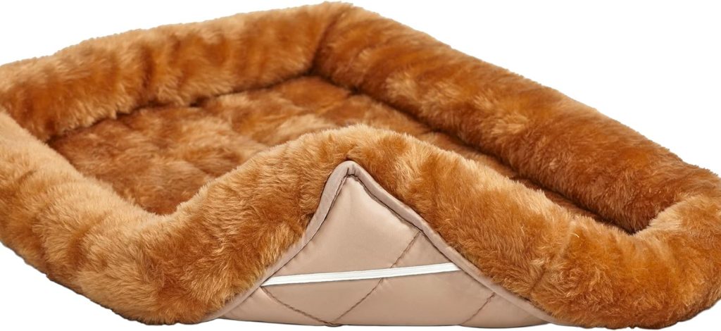 MidWest Homes for Pets Cinnamon 18-Inch Pet Bed w/ Comfortable Bolster | Ideal for Small Breeds  Fits an 18-Inch Crate | Easy Maintenance Machine Wash  Dry