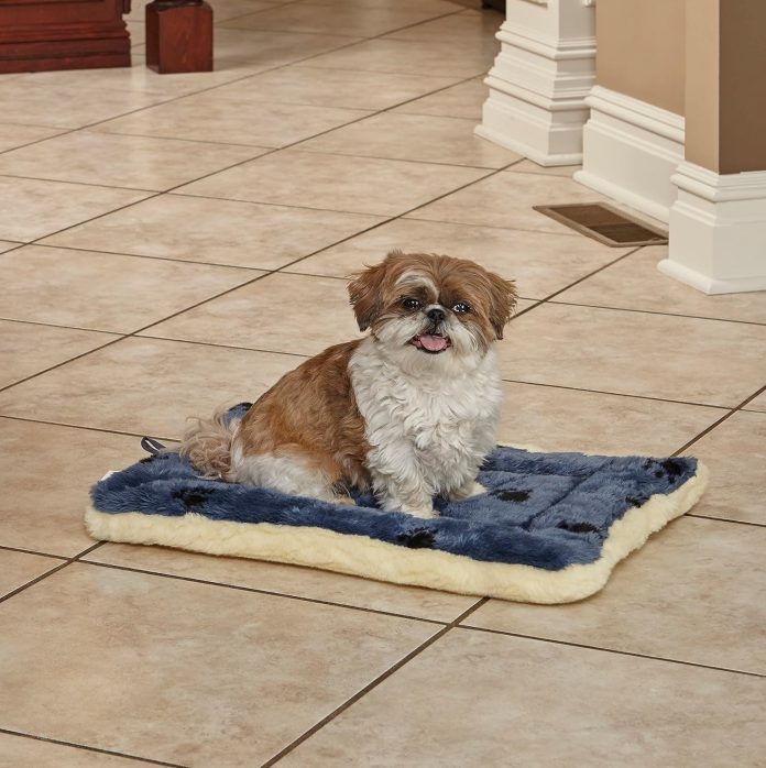 midwest homes for pets reversible paw print pet bed in blue white dog bed measures 17l x 11w x 15h for tiny dog breed ma 4