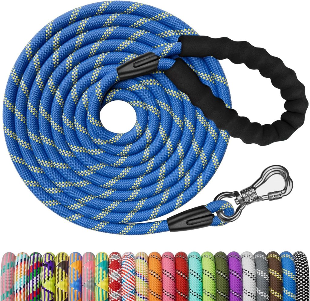 NTR Heavy Duty Dog Leash,5FT Long Rope Leash for Dog Training with Swivel Lockable Hook,Reflective Threads and Comfortable Handle,Dog Lead for Walking,Hunting,Camping for Medium and Large Dog (Blue)