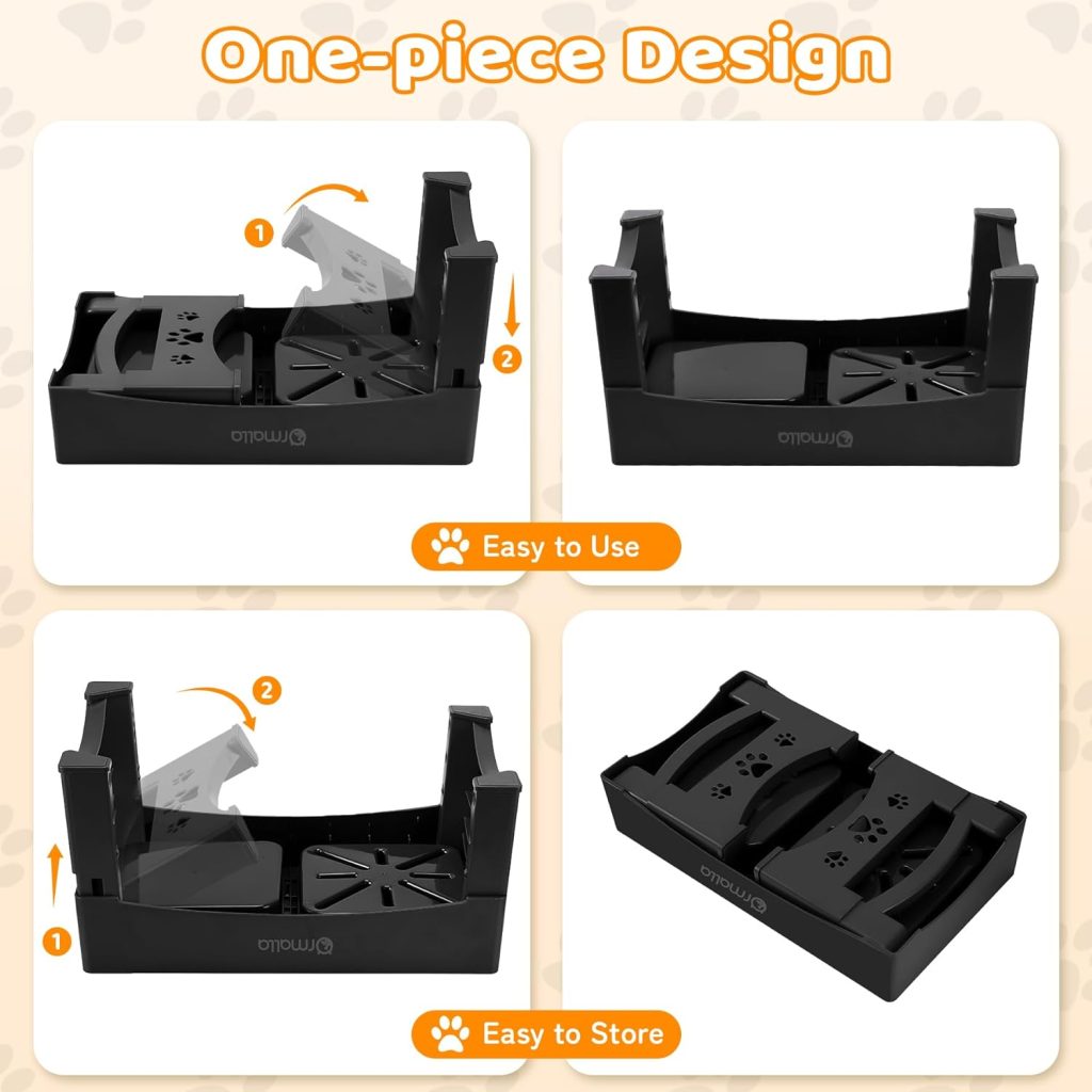 Ormalla Elevated Slow Feeder Bowls, Adjustable Raised No Spill Water Bowl, Non-Slip Food Bowl Stand for Large Medium Small Dogs, 4 Heights Black