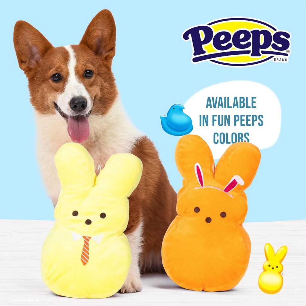 Peeps for Pets Yellow Plush Dress-Up Bunny Squeaky Dog Toy, 4 | Small Dog Toy from Marshmallow Candies Brand | Plush Dog Toy, Yellow Dog Toy, Stuffed Animal Bunny Dog Toy