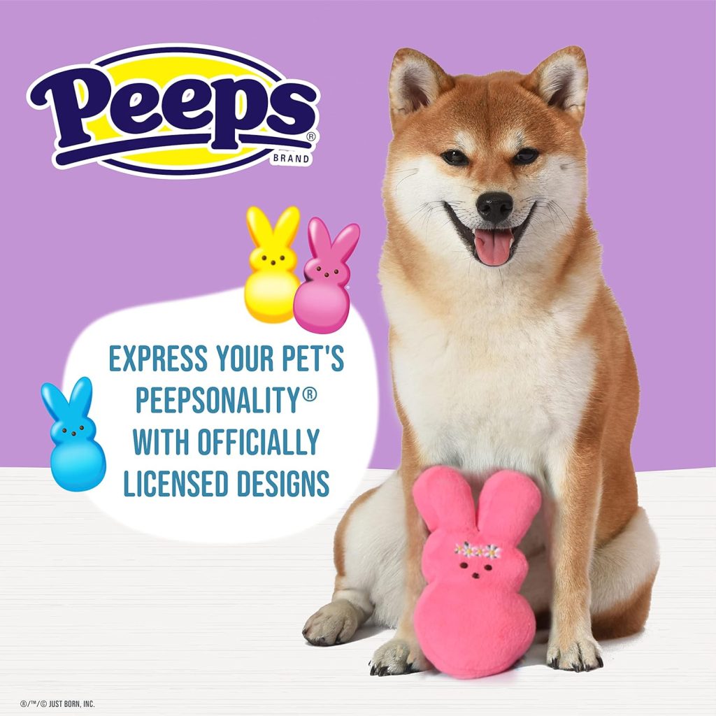Peeps for Pets Yellow Plush Dress-Up Bunny Squeaky Dog Toy, 4 | Small Dog Toy from Marshmallow Candies Brand | Plush Dog Toy, Yellow Dog Toy, Stuffed Animal Bunny Dog Toy