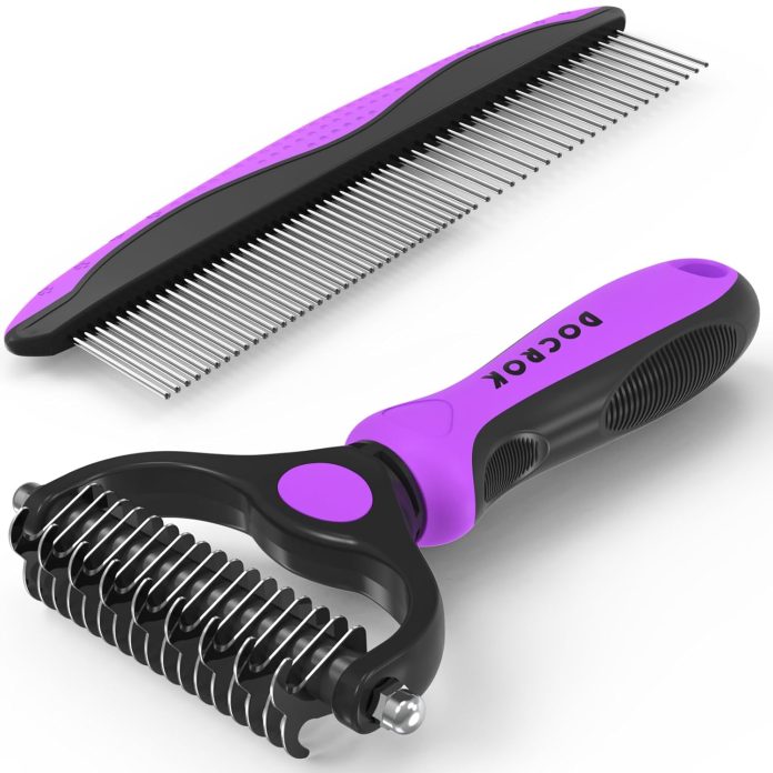 pet grooming brush and metal comb combo cat brush dog brush for shedding undercoat rake for dogs grooming supplies demat 4
