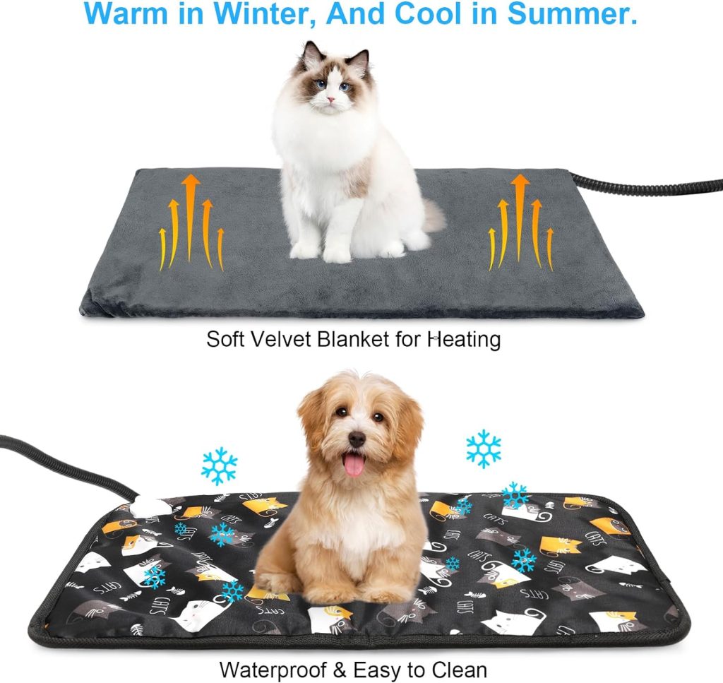 Pet Heating Pad for Dogs and Cats,Dog Cat Heating Pad with Auto Timer and Chew Resistant Cord, 9 Adjustable Temperature Waterproof Heated Pet Bed Mat,27.5 x 17.7 inches…