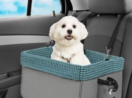 Comparing 5 Top Pet Products: Car Seats, Leashes, Leads, Fences & Collars petprsco pet car seat for small dogs cats 20lbs deluxe dog booster seat with clip on adjustable leash portable puppy car