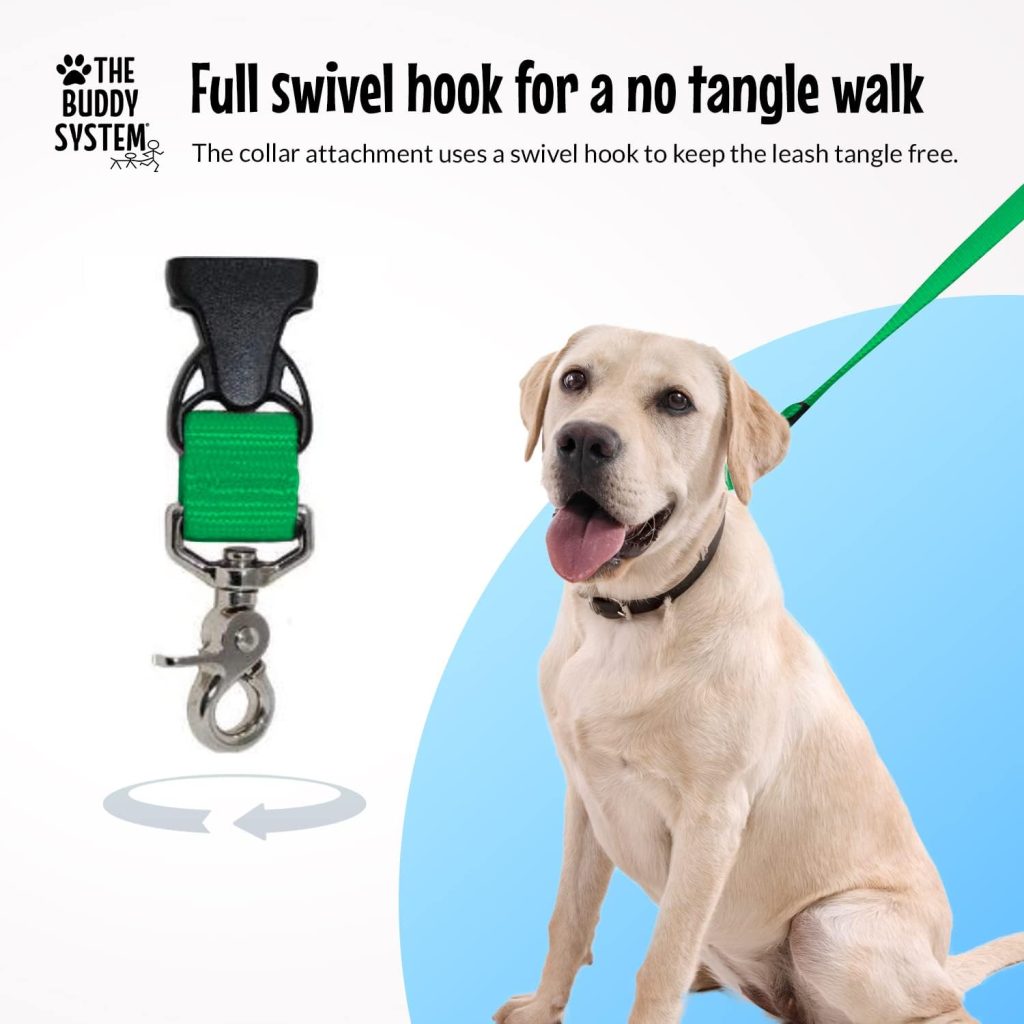 The Buddy System Adjustable Hands Free Dog Leash, Hand-Free Leash for Running, Jogging, Walking, Hiking and Training Service Dogs, Versatile All Dog Sizes - Made in USA - Regular, Black