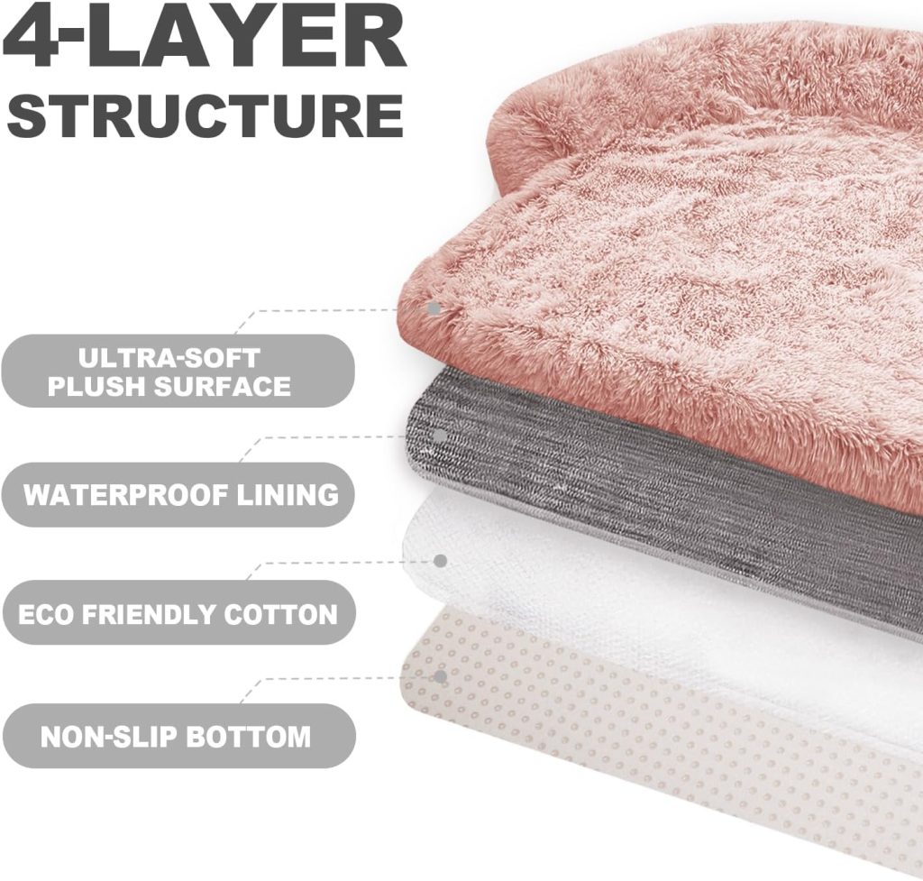 Tinaco Luxurious Calming Bed Mats, Washable Removable Couch Cover, Plush Long Fur Mat for Pets, Waterproof Lining, Perfect for Small, Medium and Large Dogs and Cats (Gradient Gray, L)