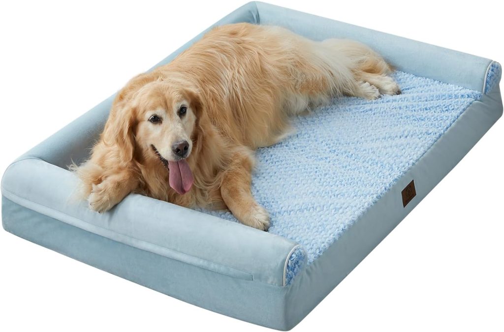 WNPETHOME Dog Beds for Large Dogs, Orthopedic Sofa Dog Bed Mat Pillow with Removable Waterproof Cover, Egg-Foam Dog Crate Bed for Medium Large Dogs (Grey-New, 36.0 L x 27.0 W x 6.5 Th)