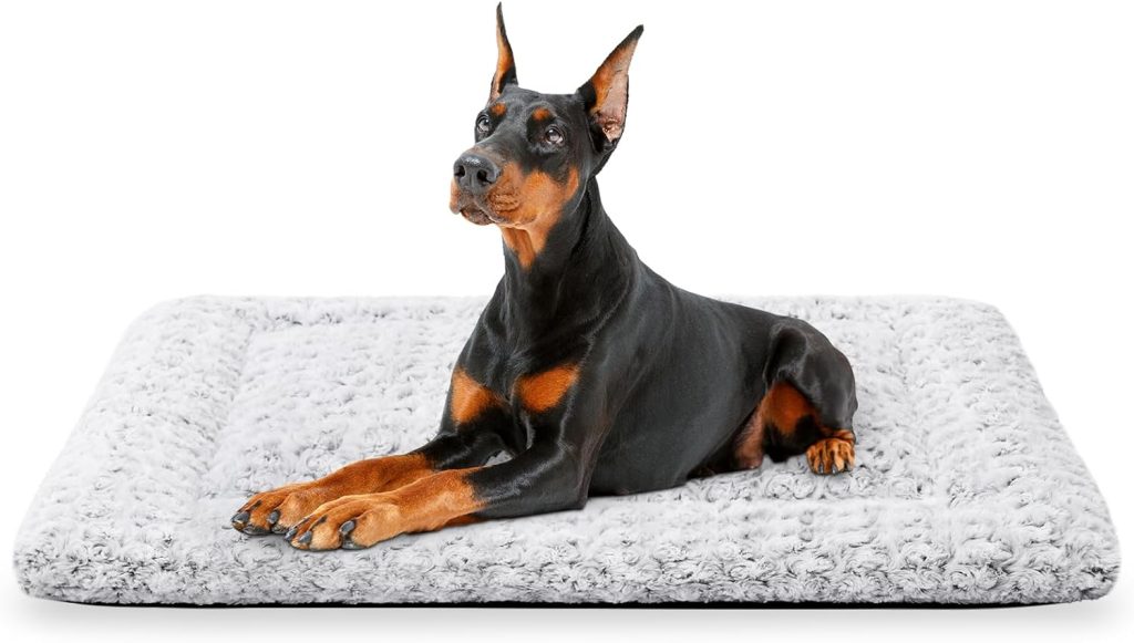 Washable Dog Bed Crate Pad for Medium Large Size Dog Soft Fluffy Kennel Pad Crate Mat for Dog Cage Anti-Slip Comfy Pet Bed,35 x 22,Gray