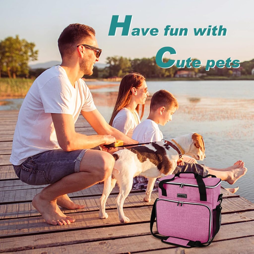 BAGLHER Dog Travel Bag, Pet Travel Bag (All Pet Travel Supplies), with 2 Pet Food Containers and 2 Collapsible Silicone Bowls; Essential Kits for Pet Travel Green