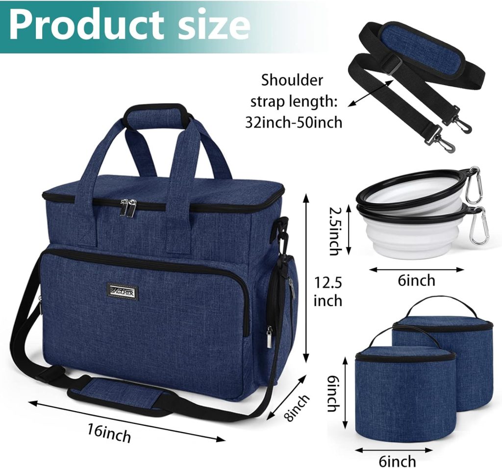 BAGLHER Dog Travel Bag, Pet Travel Bag (All Pet Travel Supplies), with 2 Pet Food Containers and 2 Collapsible Silicone Bowls; Essential Kits for Pet Travel Green