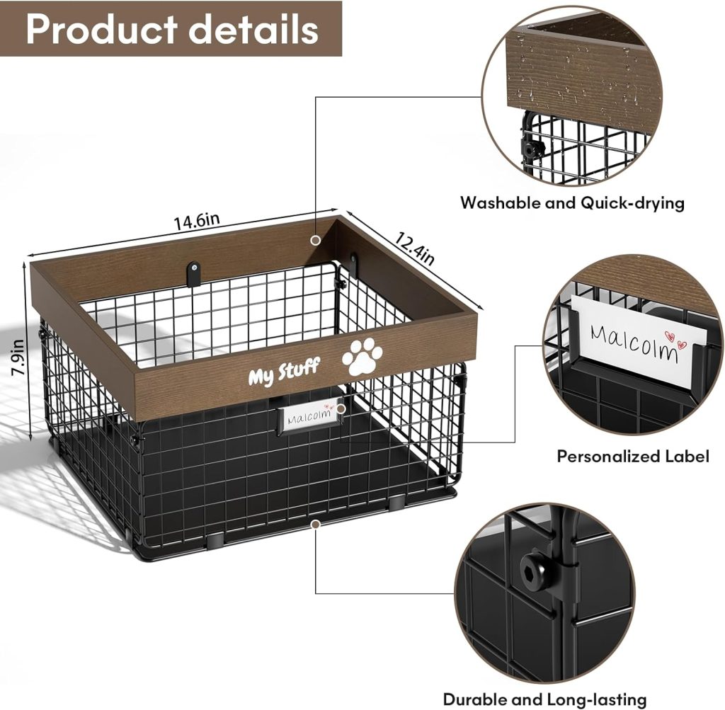 Dog Toy Baskets Metal and Wood Dog Toy Bin Storage Cat and Puppy Toy Bin Organizer for Puppy Leash, Blanket Food, Accessories - Container Baskets for Dogs Farmhouse Home Decor Dog Toy Baskets Metal and Wood Dog Toy Bin Storage Cat and Puppy Toy Bin Organizer for Puppy Leash, Blanket Food, Accessories - Container Baskets for Dogs Farmhouse Home Decor