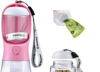 Dog Water Bottle with Food Container Review dog water bottle with food container poop bag holder travel water bowl portable pet dispenser dog stuff accessories item 2