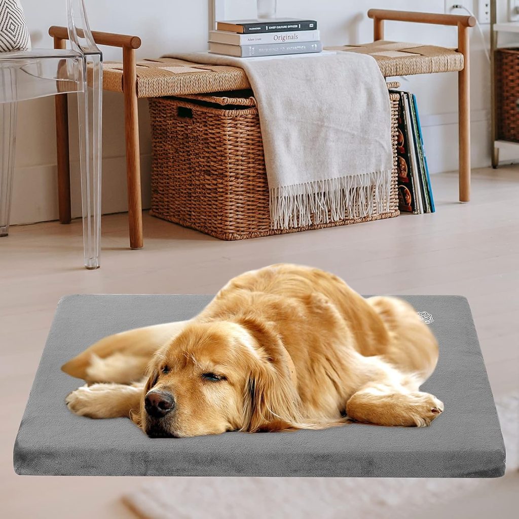EMPSIGN Stylish Dog Bed Mat Dog Crate Pad Mattress Reversible (Cool  Warm), Water Proof Linings, Removable Machine Washable Cover, Firm Support Pet Crate Bed for Small to XX-Large Dogs, Grey