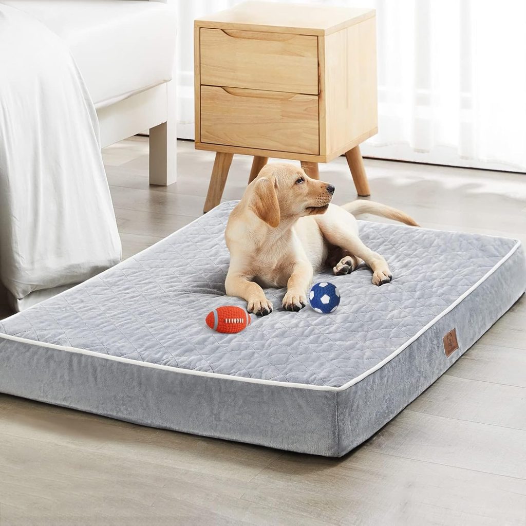 WNPETHOME Orthopedic Waterproof Extra Large Dogs Bed with Removable Washable Cover, Multi-Needle Quilting XL Crate Bed for Large Sized Dog, Light Grey WNPETHOME Orthopedic Waterproof Extra Large Dogs Bed with Removable Washable Cover, Multi-Needle Quilting XL Crate Bed for Large Sized Dog, Light Grey