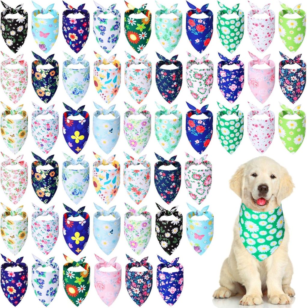 Silkfly 50 Pieces Summer Bandanas for Dog Bulk Adjustable Spring Triangle Scarf with Flower Floral Dog Bandanas Bibs Washable Pet Kerchief for Small Medium Large Pet Cat Costume Accessories Decoration Silkfly 50 Pieces Summer Bandanas for Dog Bulk Adjustable Spring Triangle Scarf with Flower Floral Dog Bandanas Bibs Washable Pet Kerchief for Small Medium Large Pet Cat Costume Accessories Decoration