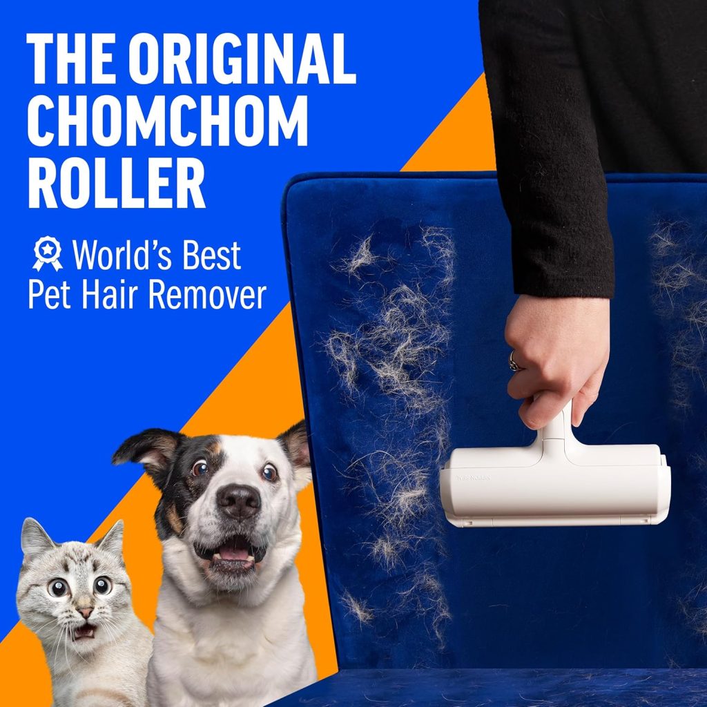 ChomChom Roller Pet Hair Remover – Original Size Reusable Lint Roller for Cat Dog Hair on Furniture, Couch, Carpet, Car, Rugs Bedding – Portable, Eco-Friendly (White) ChomChom Roller Pet Hair Remover – Original Size Reusable Lint Roller for Cat Dog Hair on Furniture, Couch, Carpet, Car, Rugs Bedding – Portable, Eco-Friendly (White)